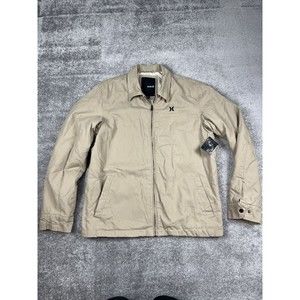MENS HURLEY OMIT FULL ZIP LONG SLEEVE LINED JACKET SAND SZ LARGE NWT